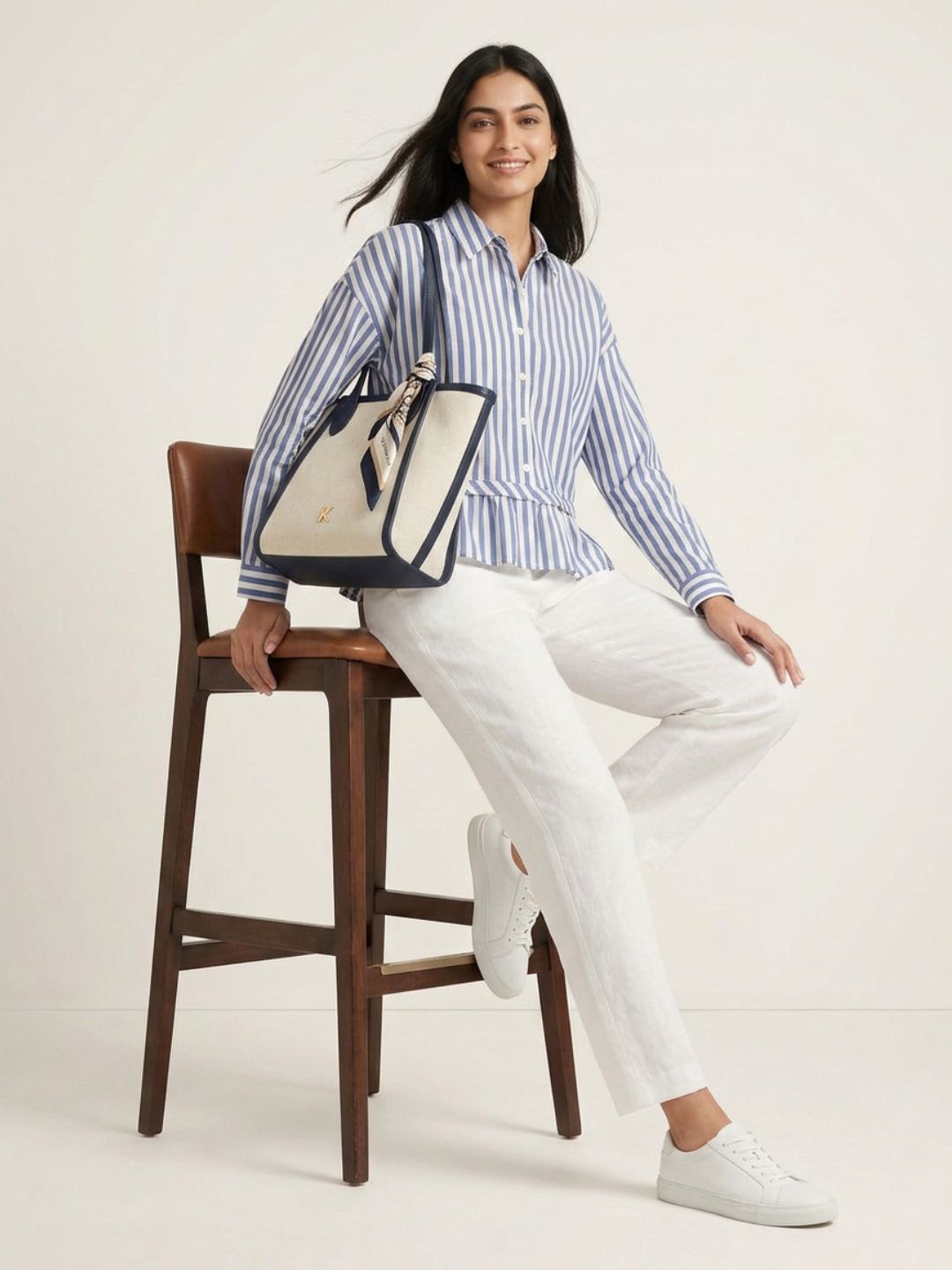 Stripped frill shirt