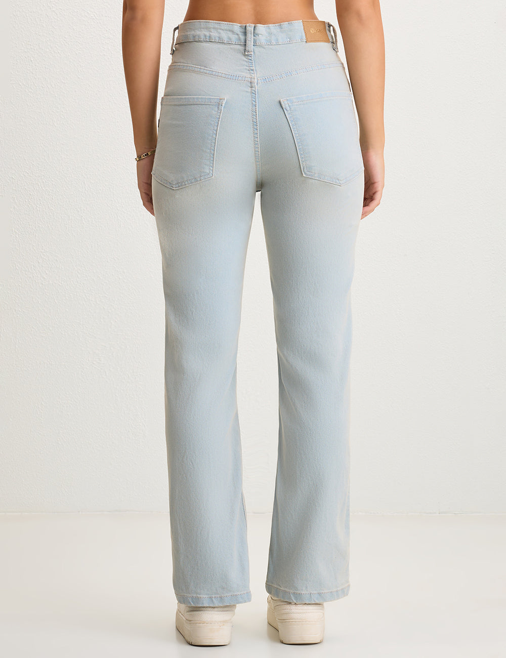 Straight-Fit High-Rise Light Blue Denim