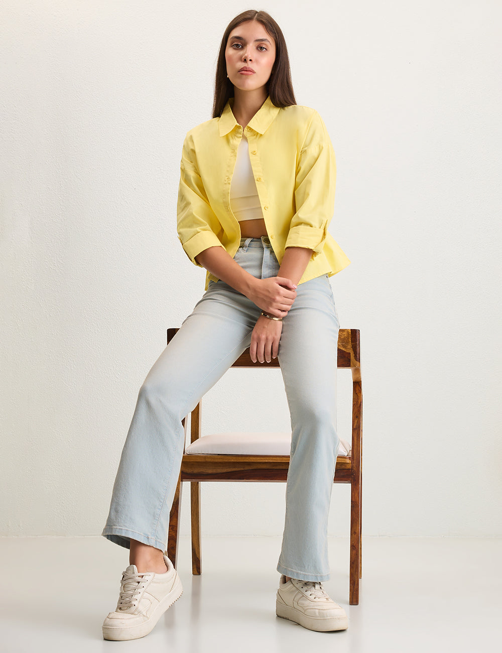 Yellow Cropped Shirt