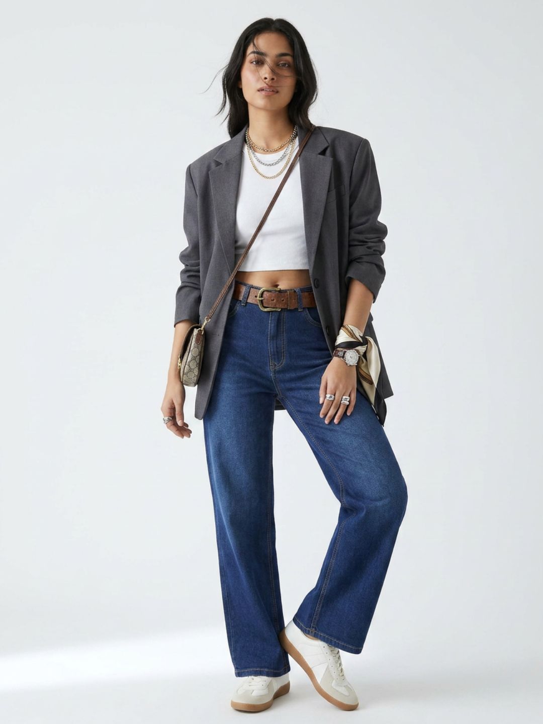 High-Rise Wide-Leg Dark Blue Denim