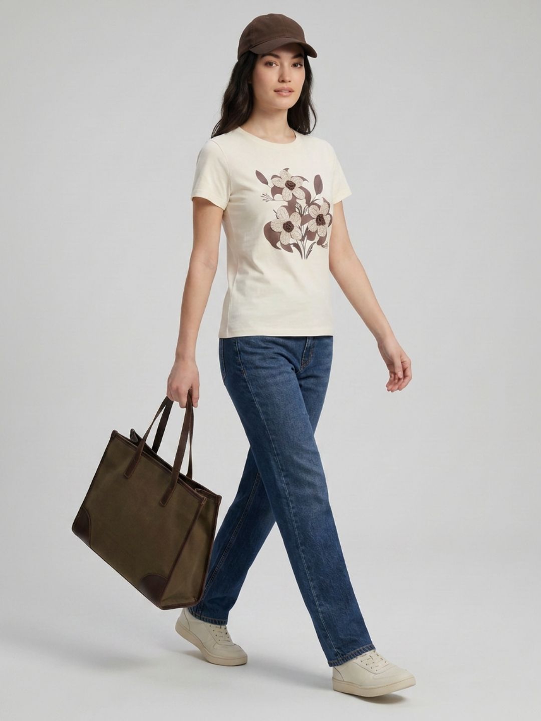 Off white Floral embroidery tshirt