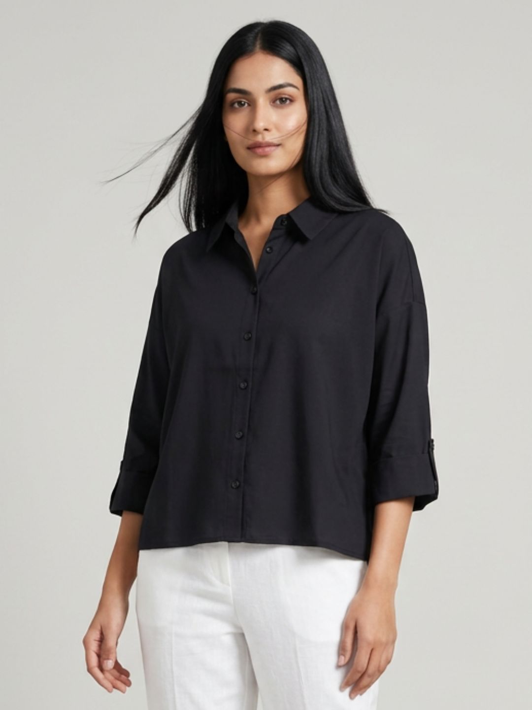 Black Cropped Shirt