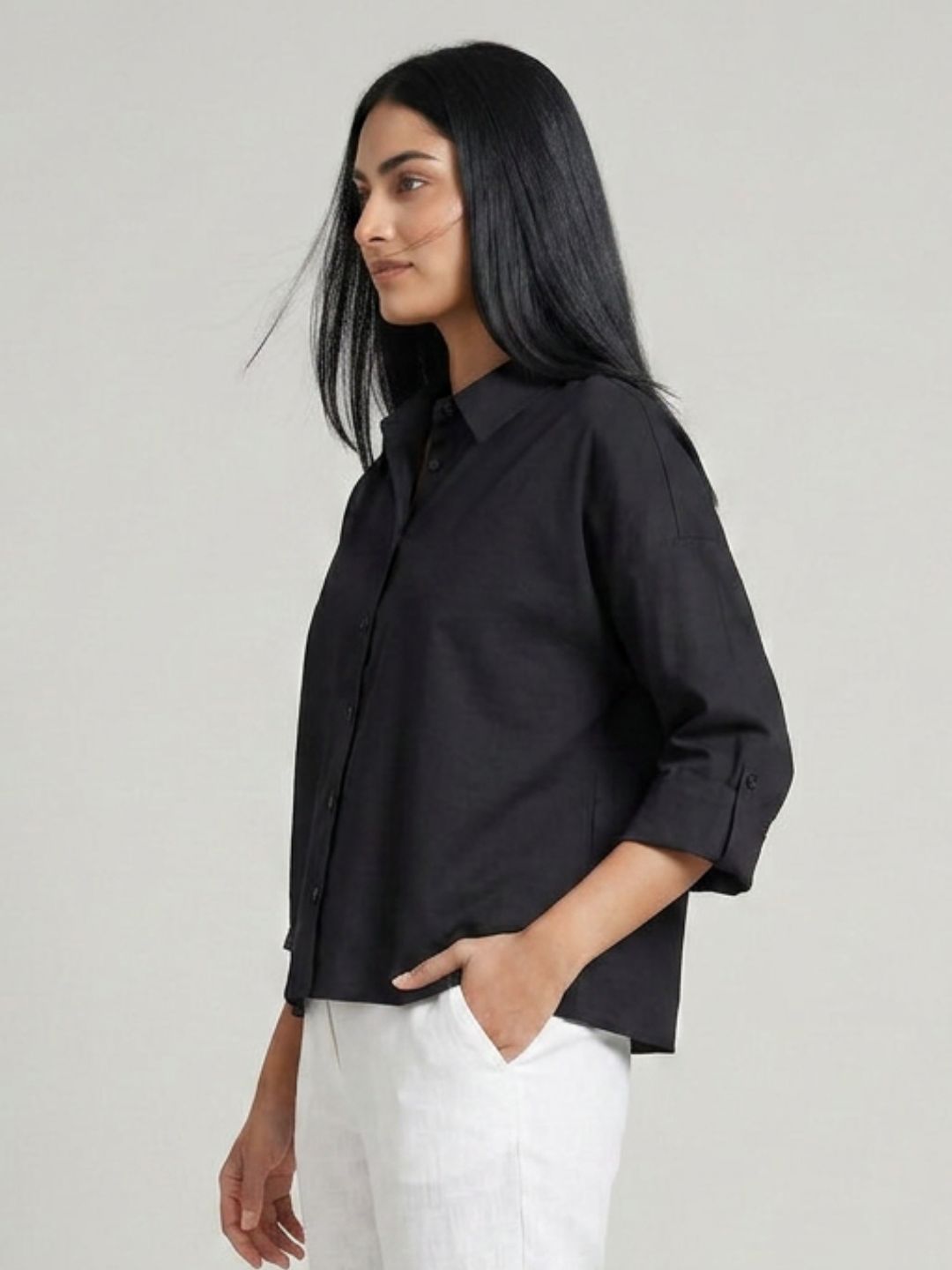 Black Cropped Shirt