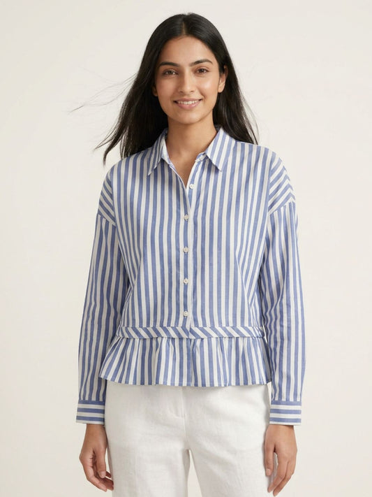 Stripped frill shirt