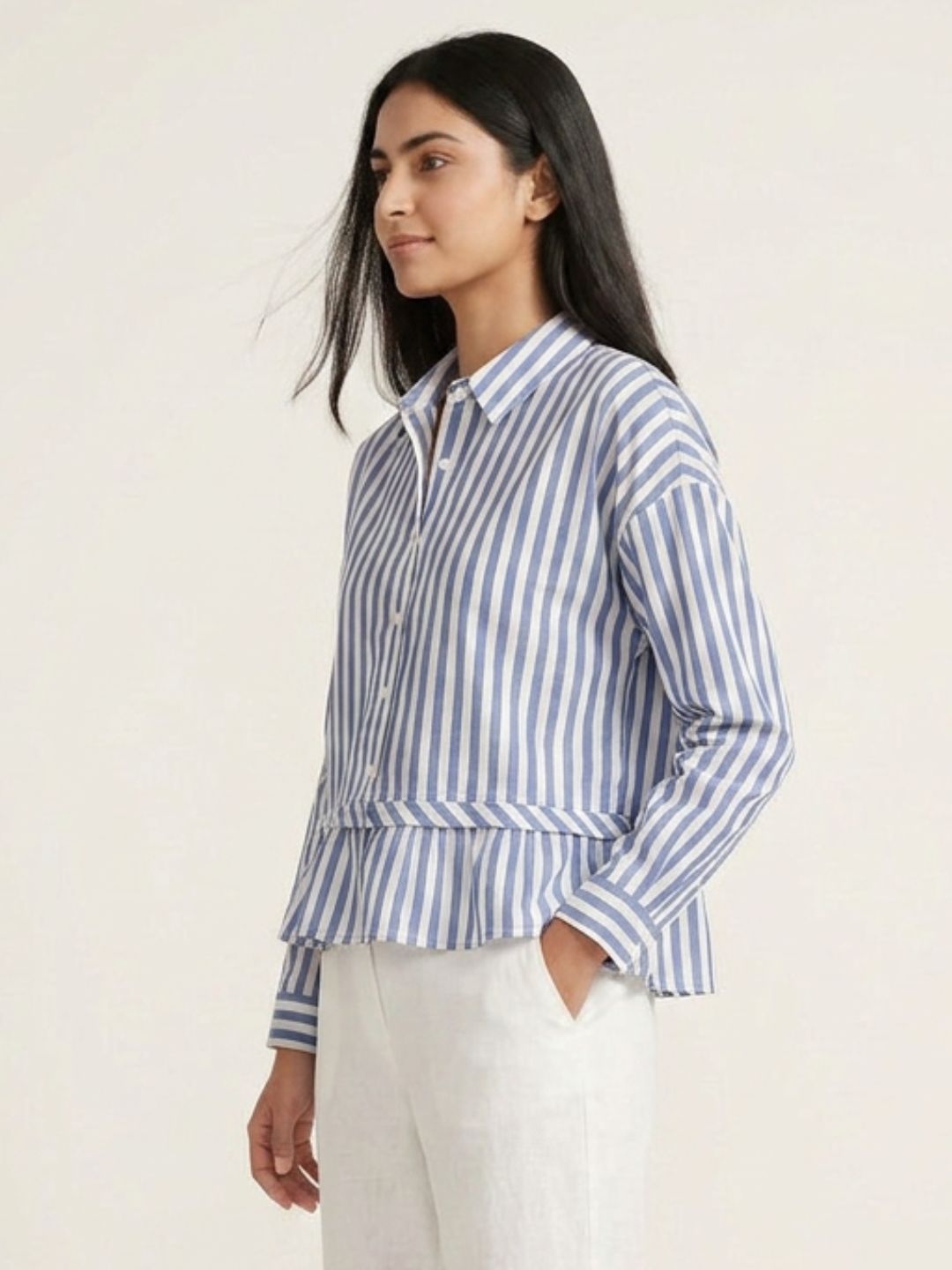 Stripped frill shirt