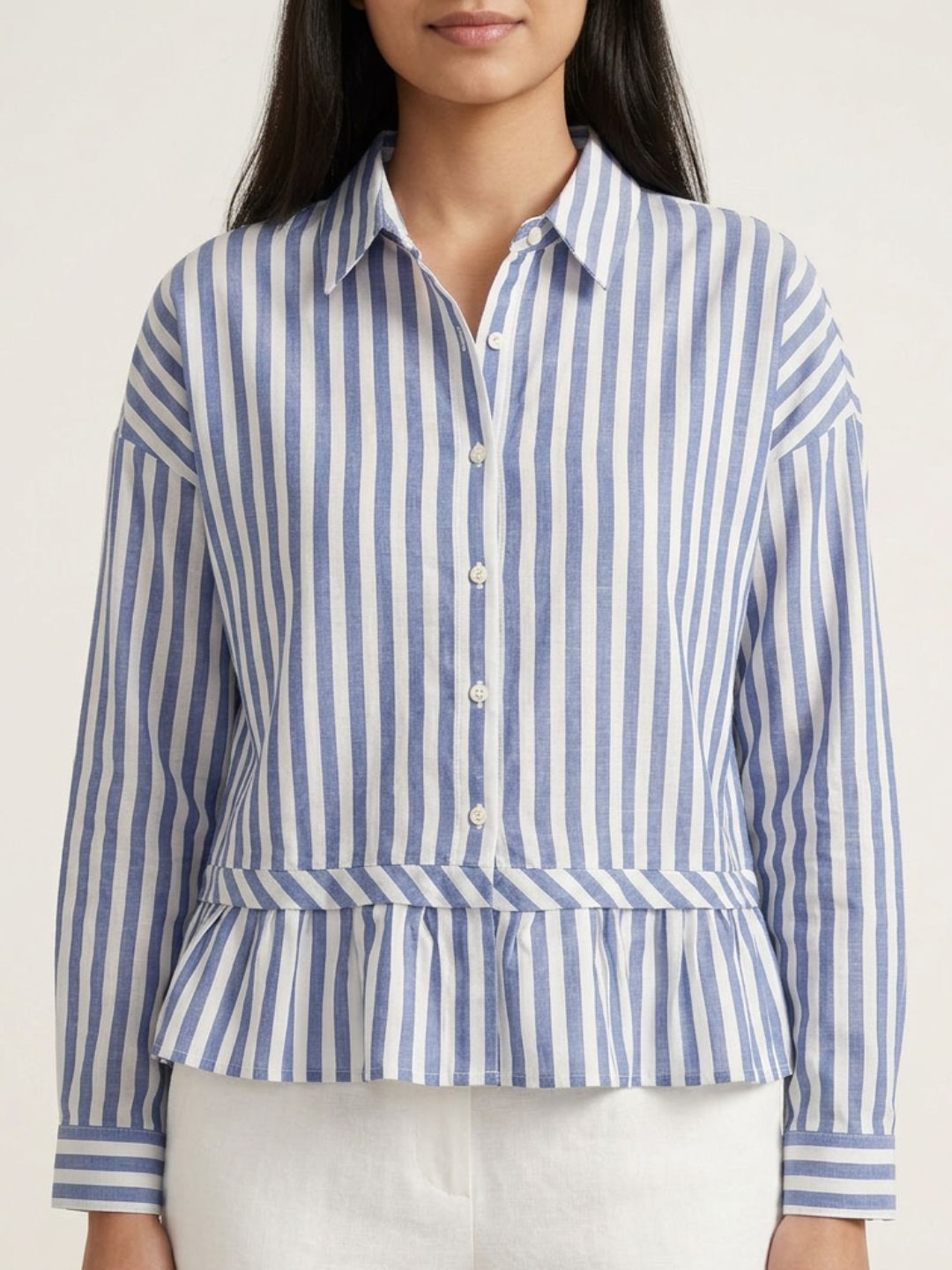Stripped frill shirt