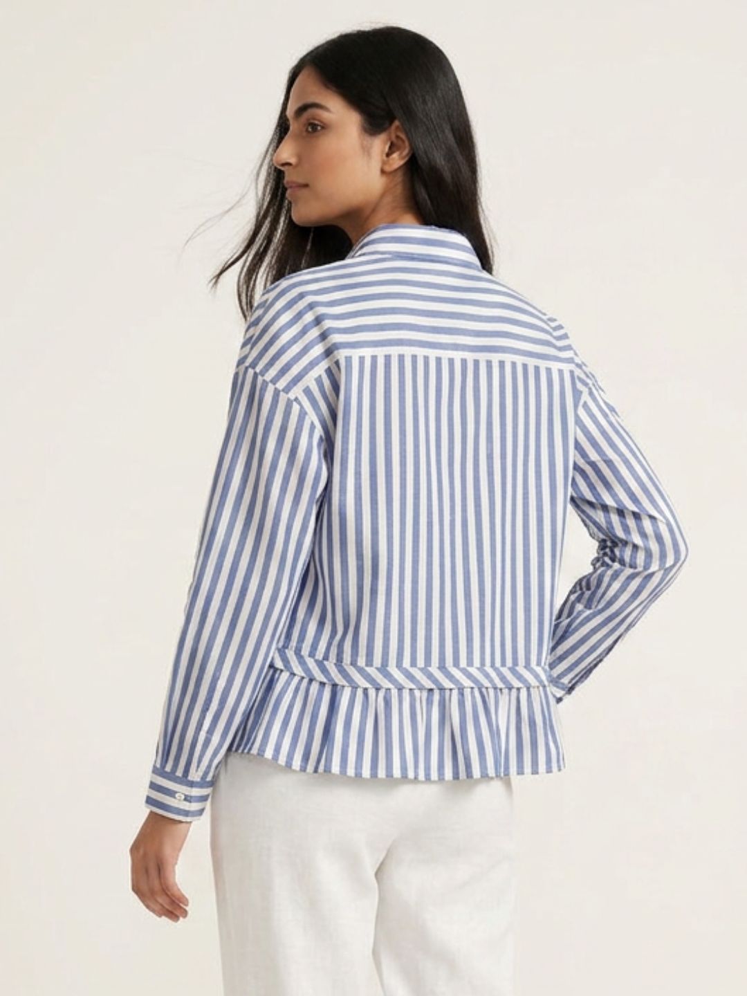 Stripped frill shirt