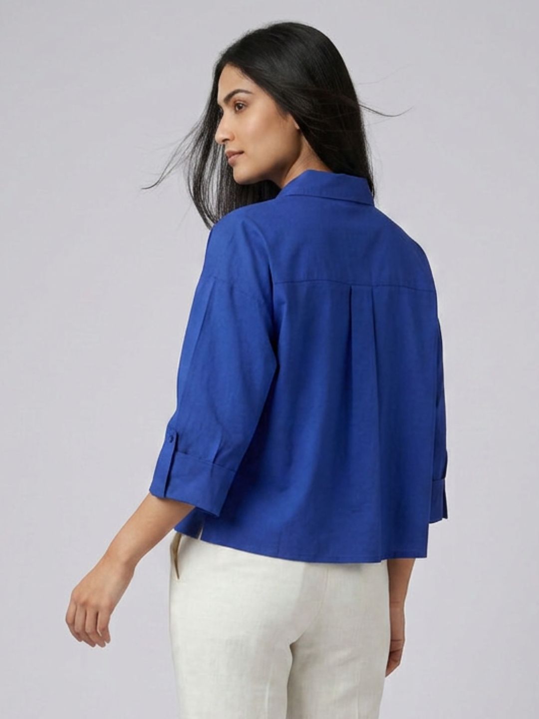 Blue Cropped Shirt
