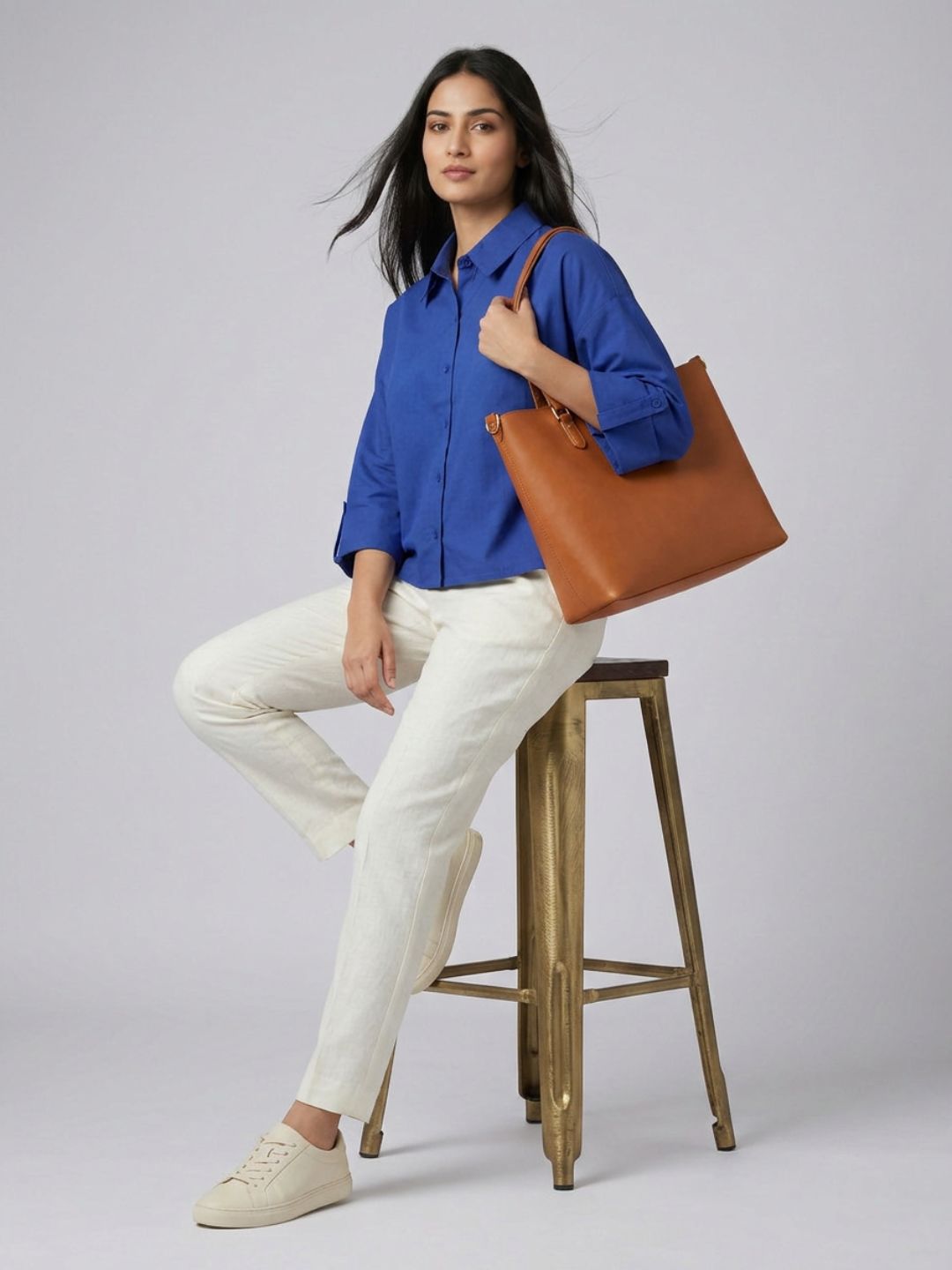 Blue Cropped Shirt