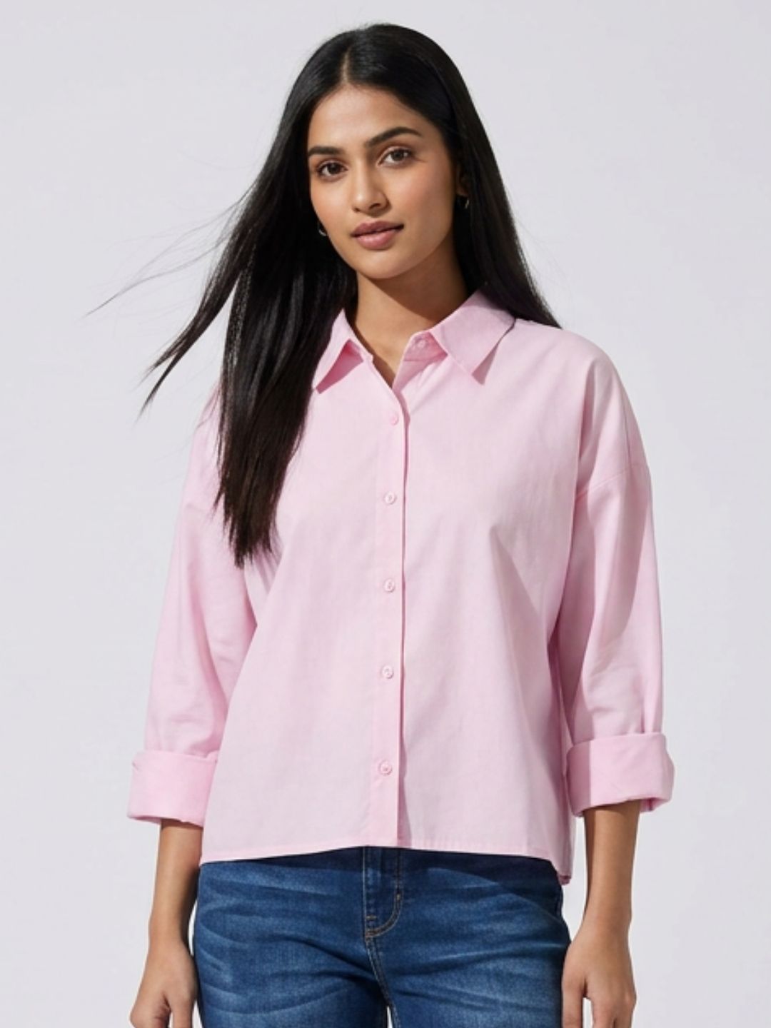 Pink Cropped Shirt