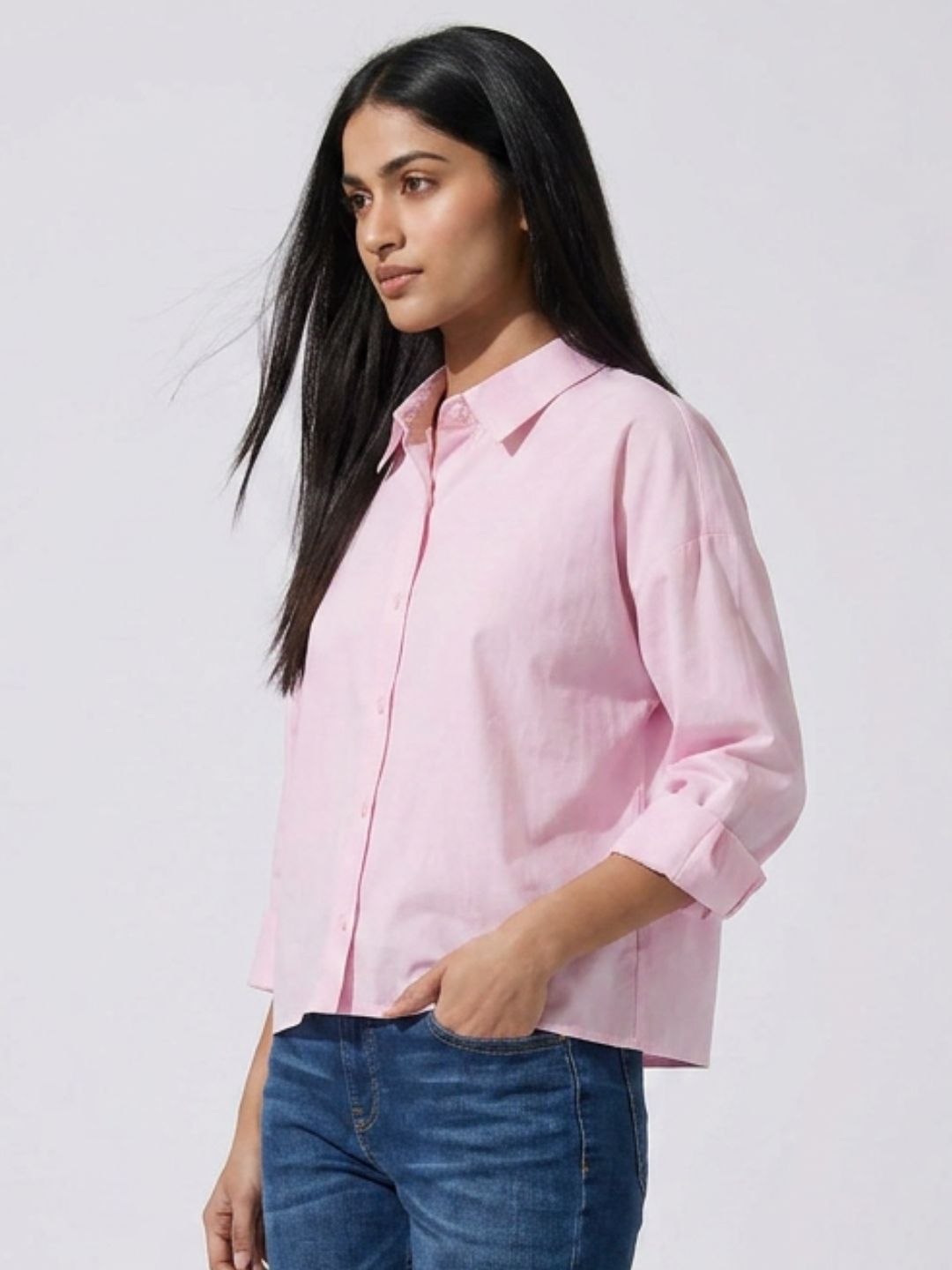 Pink Cropped Shirt