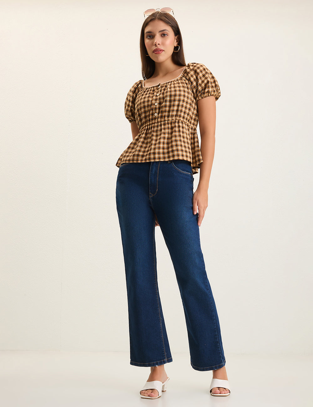 Straight-Fit High-Rise Dark Blue Denim