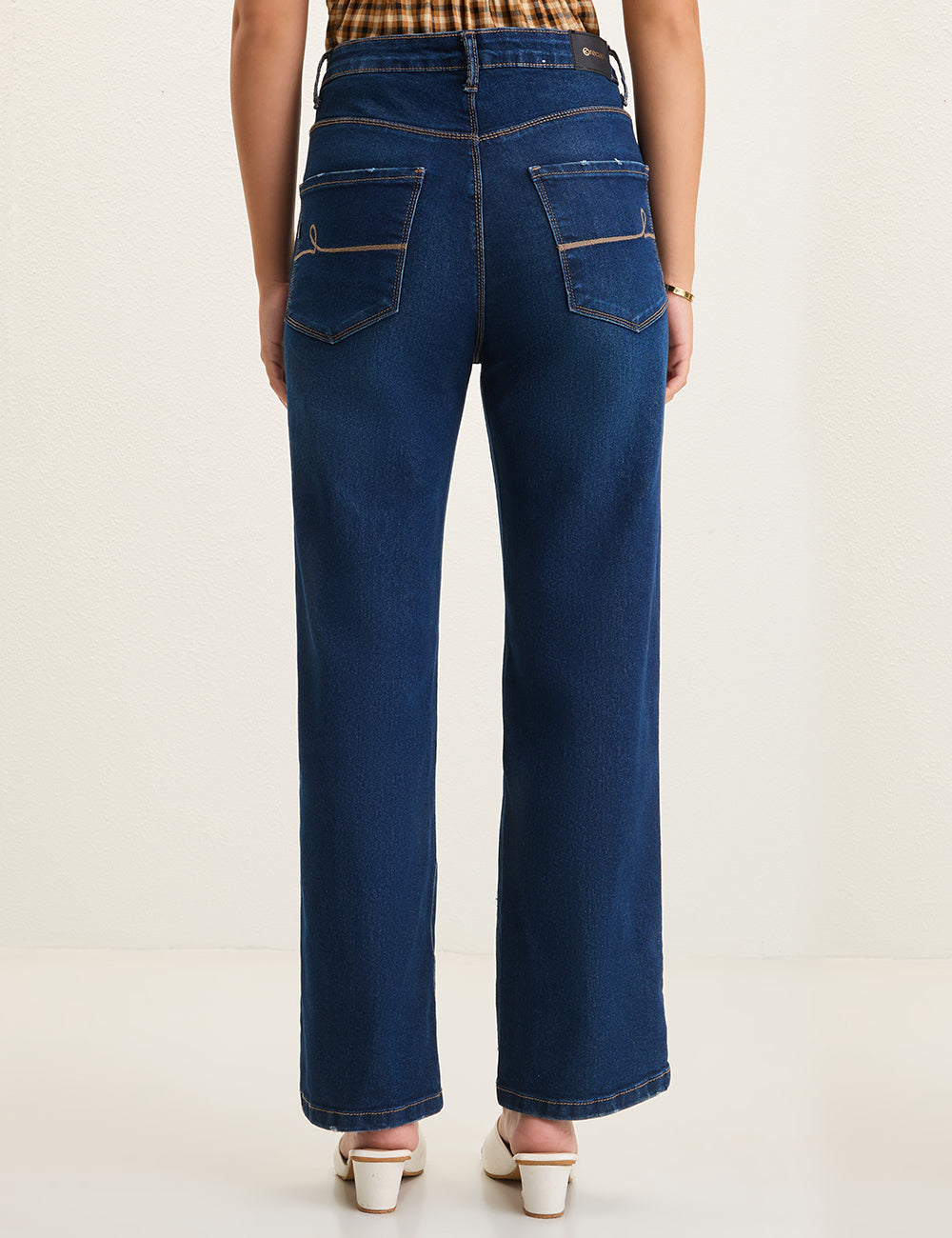 Straight-Fit High-Rise Dark Blue Denim