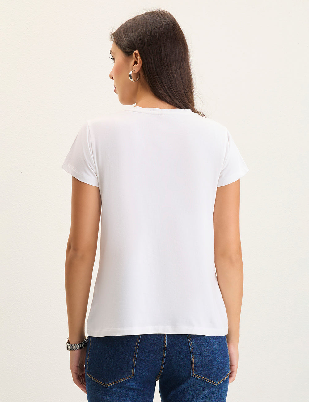 White flock print tshirt