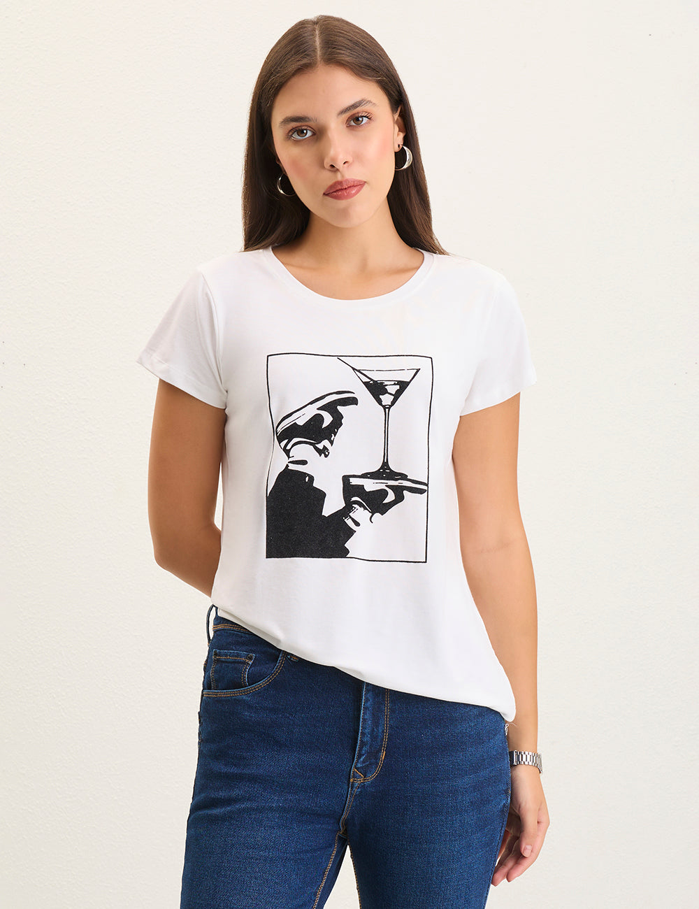 White flock print tshirt