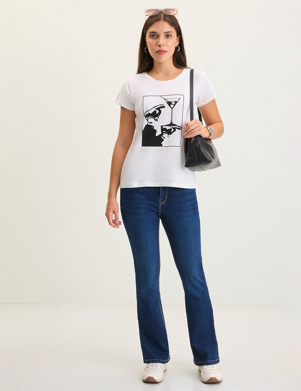White flock print tshirt