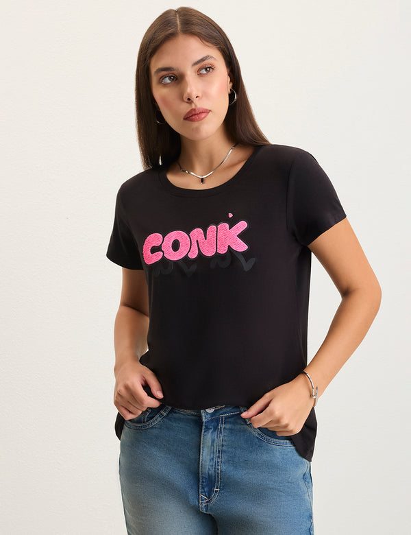 Black 3D typography tshirt