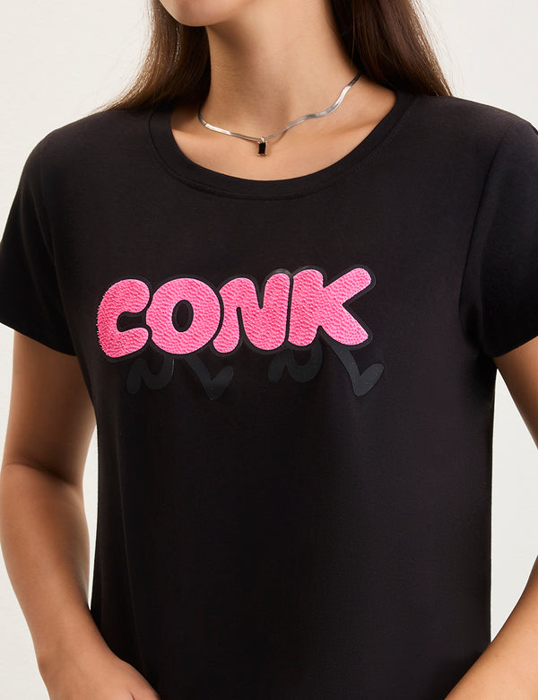 Black 3D typography tshirt