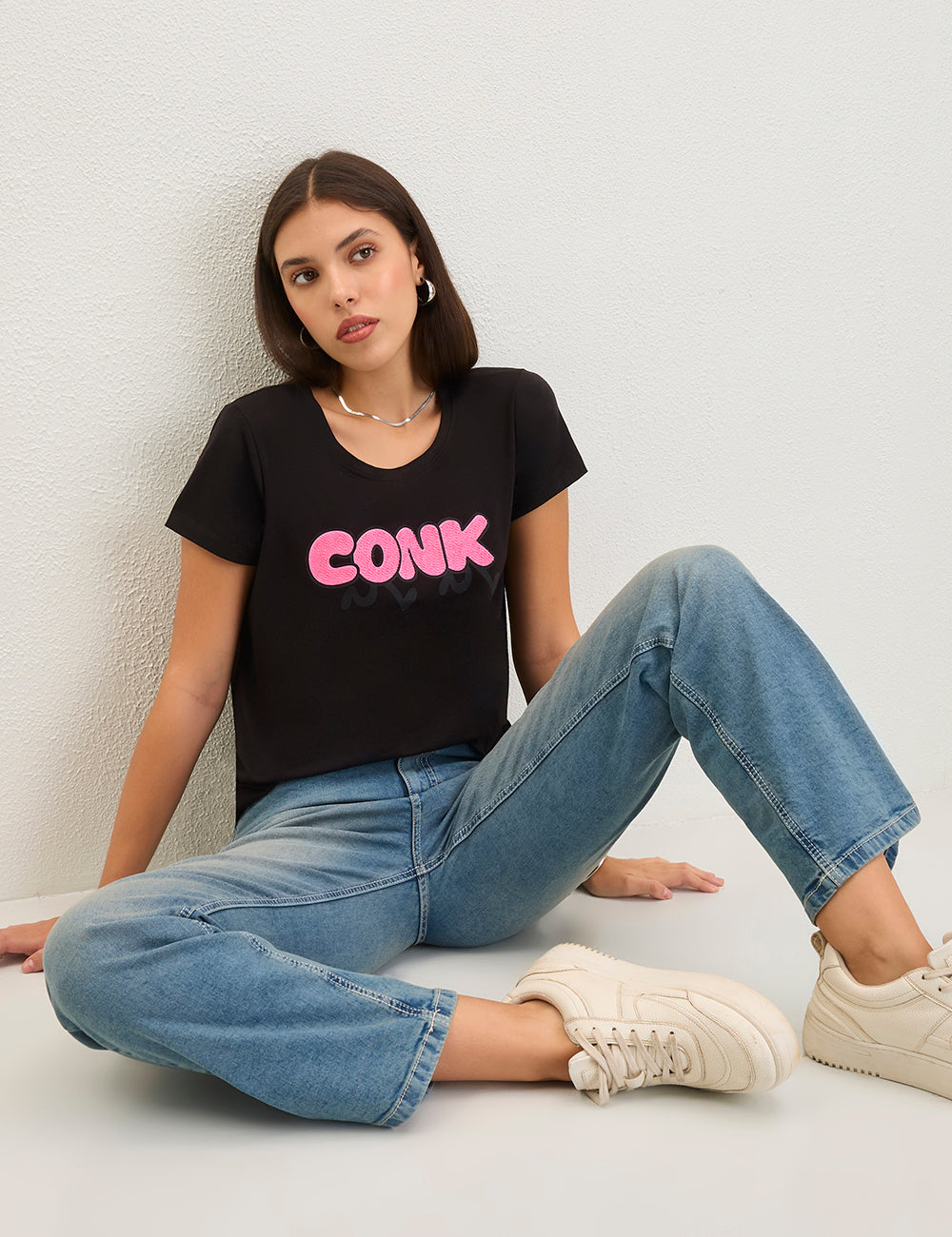 Black 3D typography tshirt