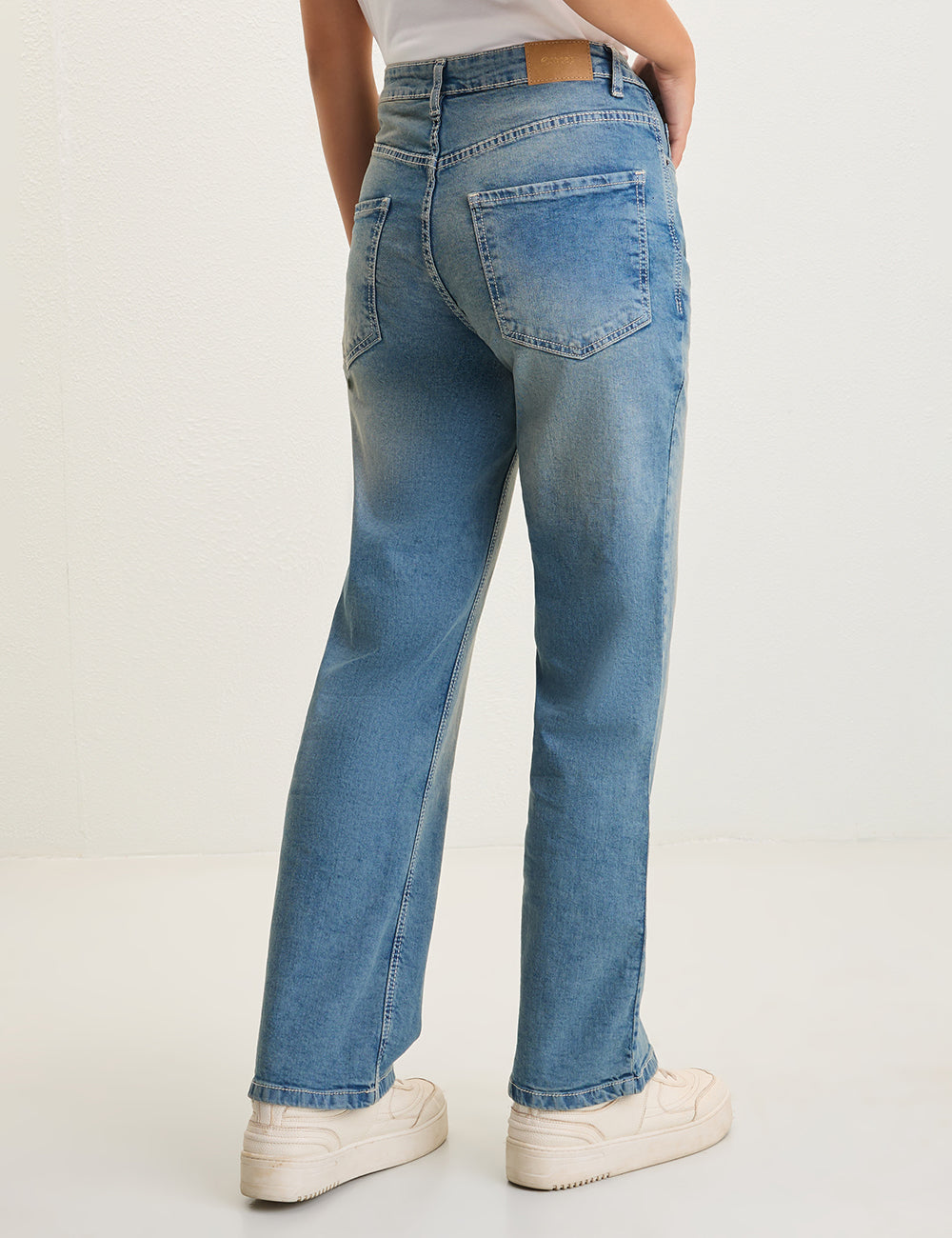 Straight-Fit High-Rise Light Blue Denim