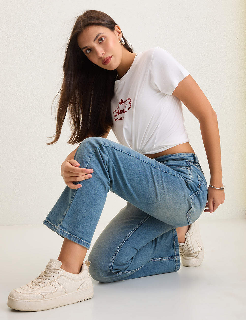 Straight-Fit High-Rise Light Blue Denim