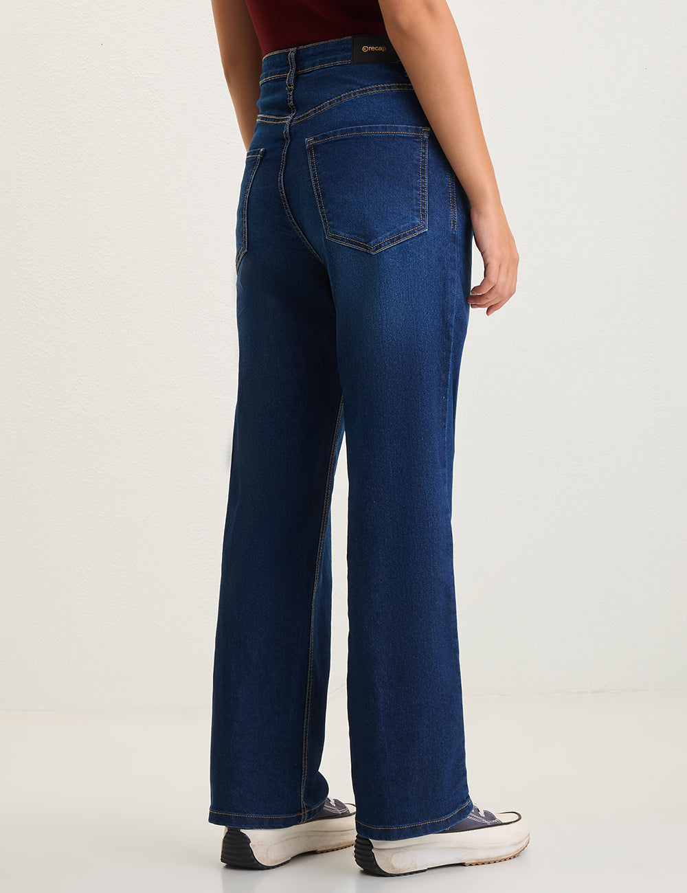 High-Rise Wide-Leg Dark Blue Denim