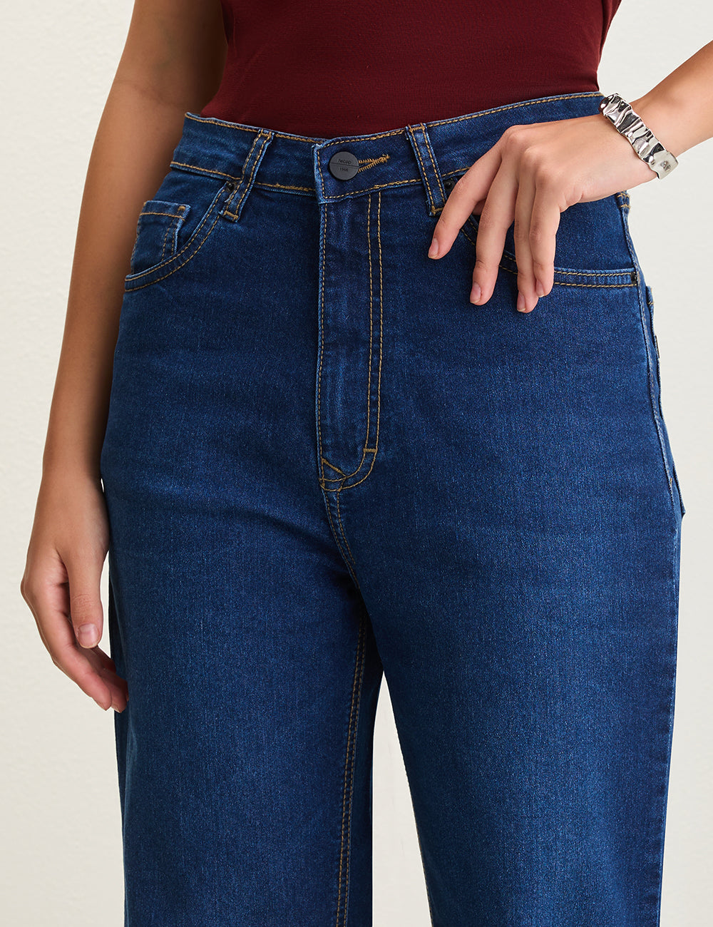 High-Rise Wide-Leg Dark Blue Denim