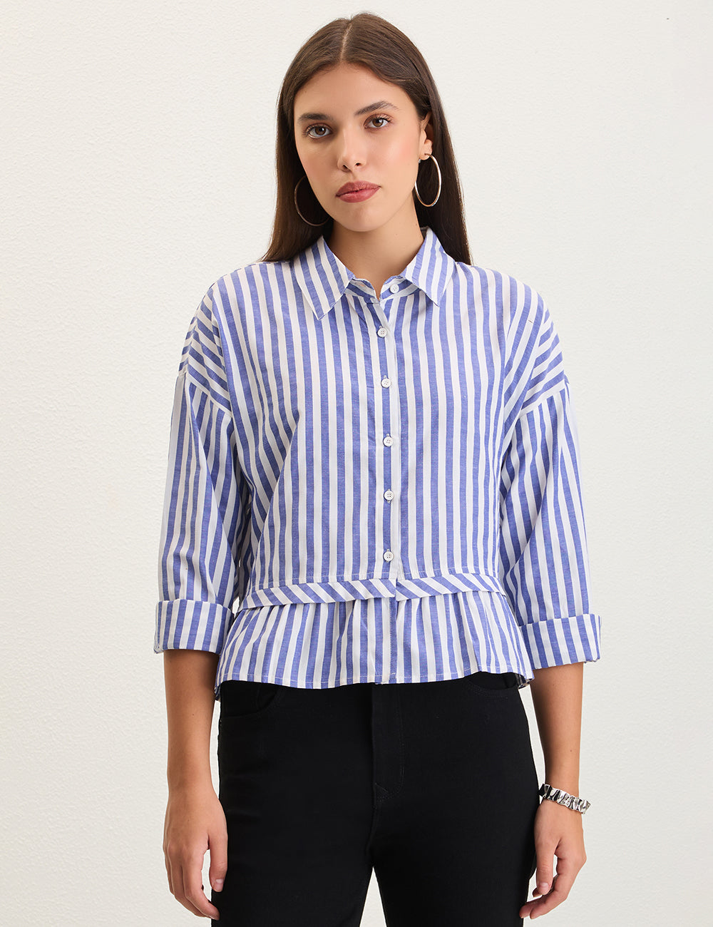 Stripped frill shirt