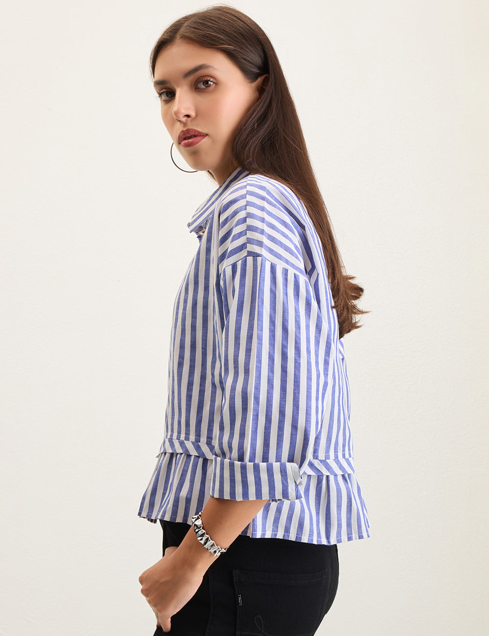 Stripped frill shirt