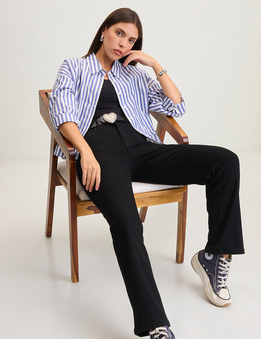 Stripped frill shirt