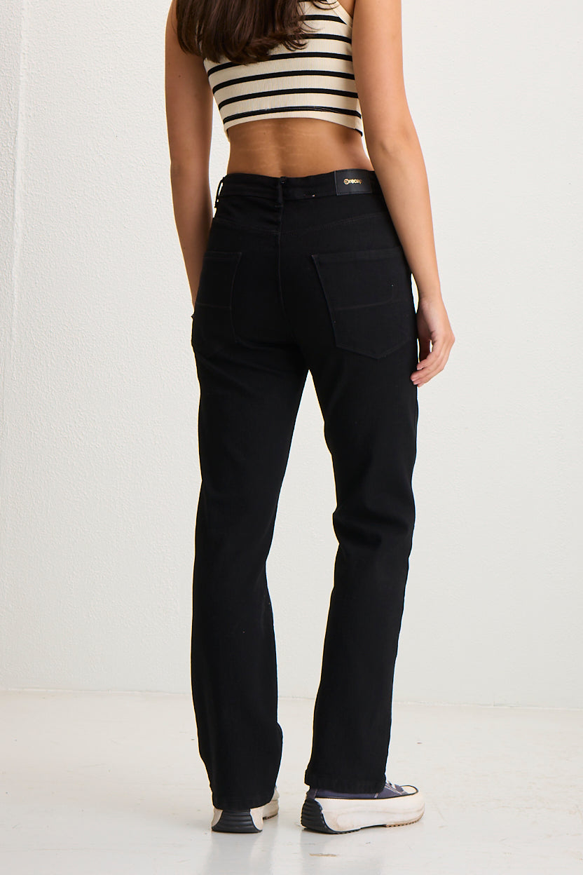 Straight -Fit High Rise Black Denim