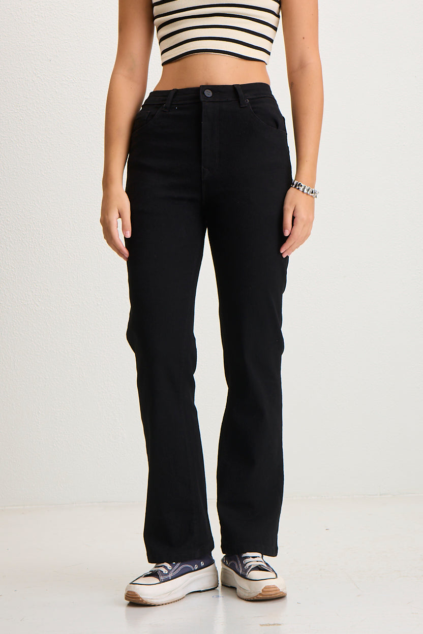 Straight -Fit High Rise Black Denim