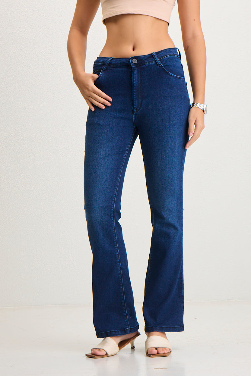 Bootcut High-Rise Stretch Dark Blue Denim