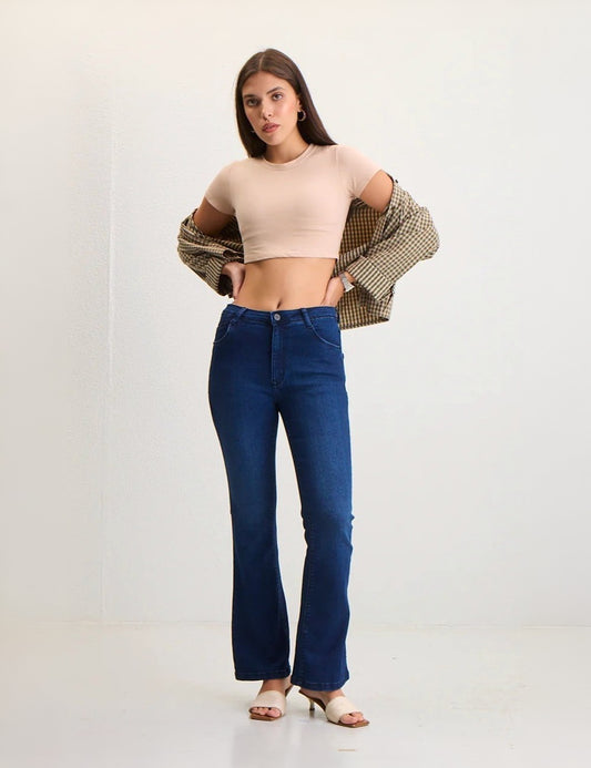 Bootcut High-Rise Stretch Dark Blue Denim