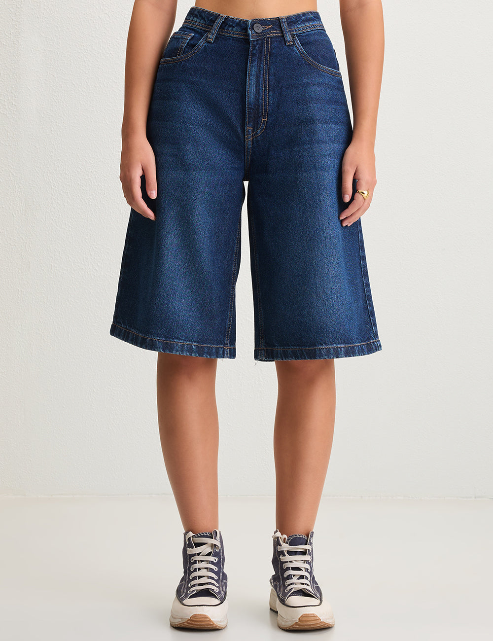 Dark Blue, Wide leg Jorts