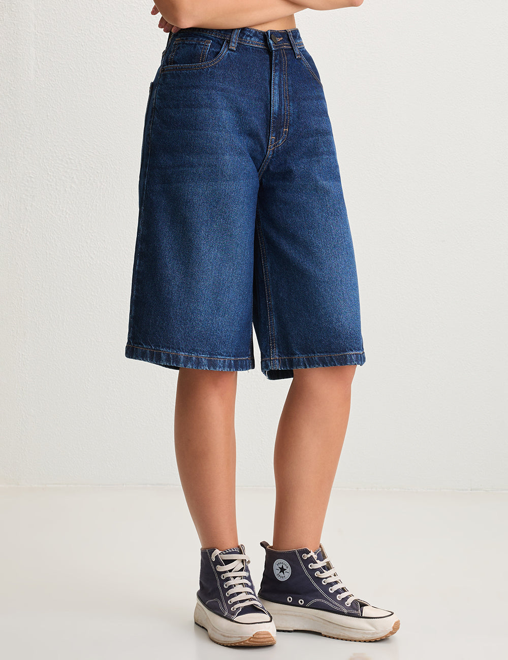 Dark Blue, Wide leg Jorts