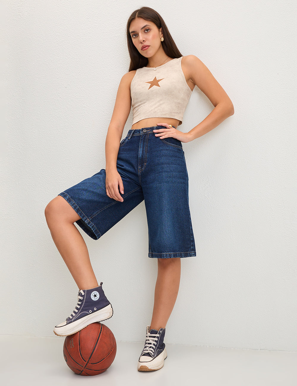Dark Blue, Wide leg Jorts