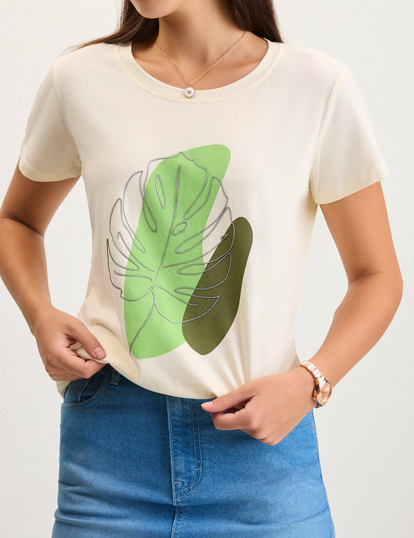 Off white tropical print tshirt