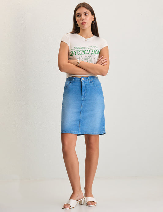 Light Blue, Knee length skirt