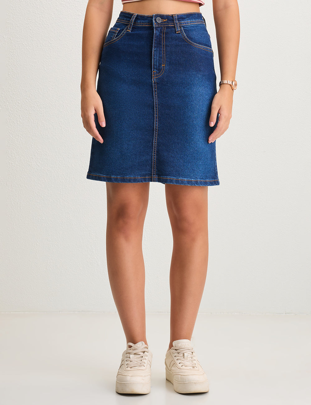 Dark Blue, Knee length skirt