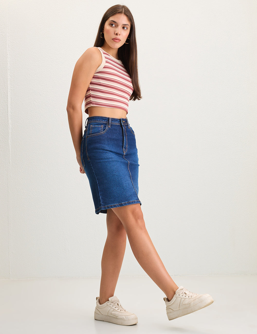 Dark Blue, Knee length skirt