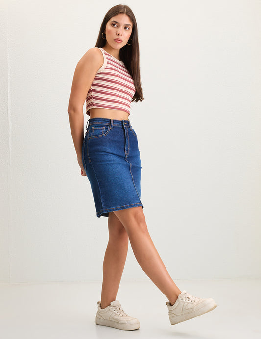 Dark Blue, Knee length skirt