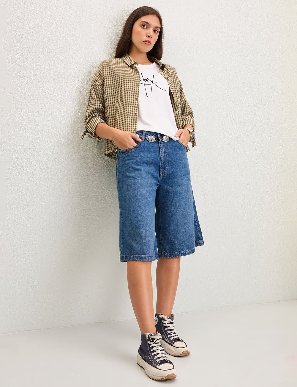 Light Blue, Wide leg Jorts