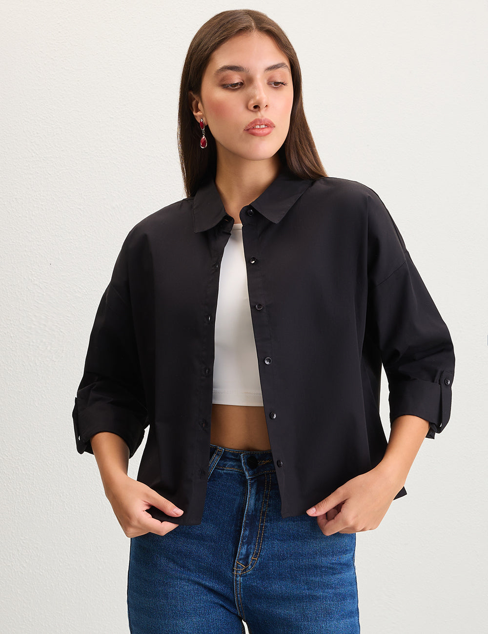 Black Cropped Shirt