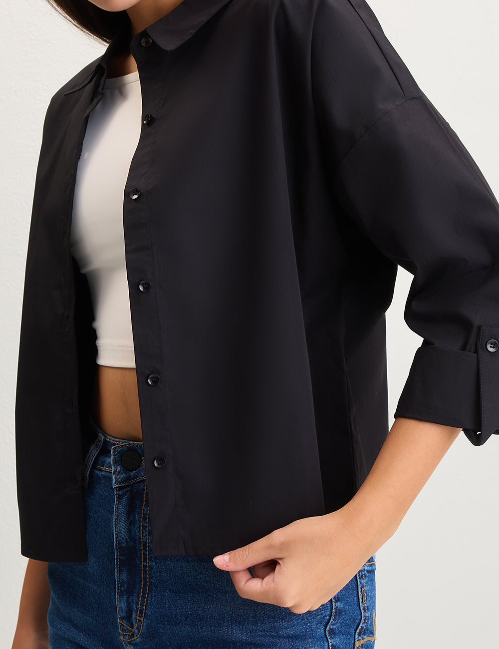 Black Cropped Shirt