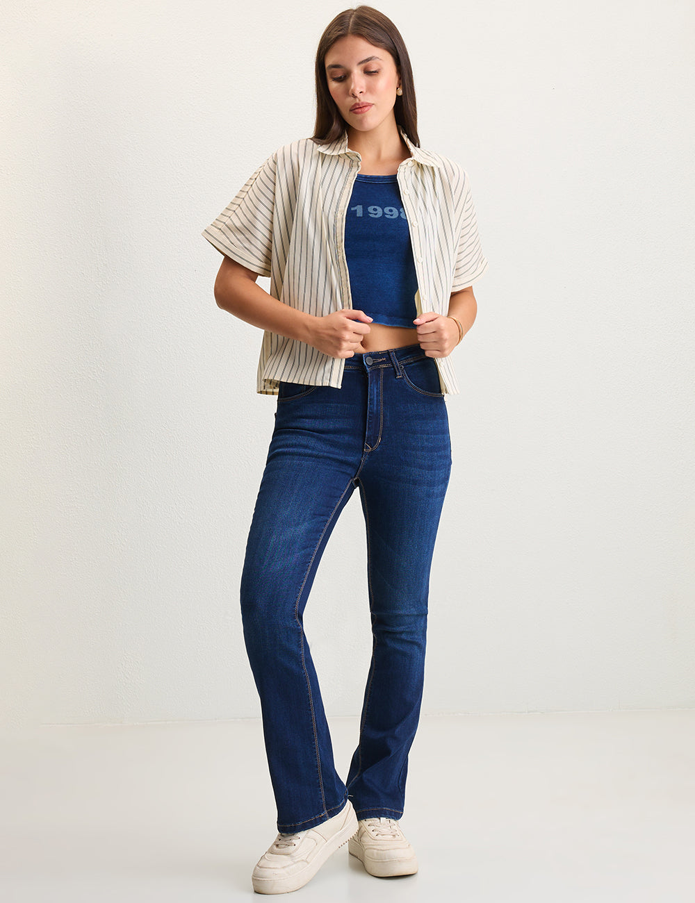Cream Cropped Shirt