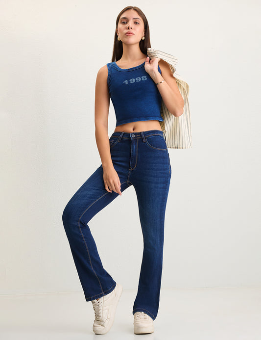 Bootcut High-Rise Dark Blue Denim