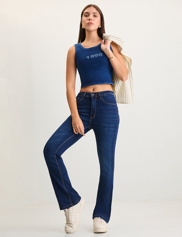 Bootcut High-Rise Dark Blue Denim