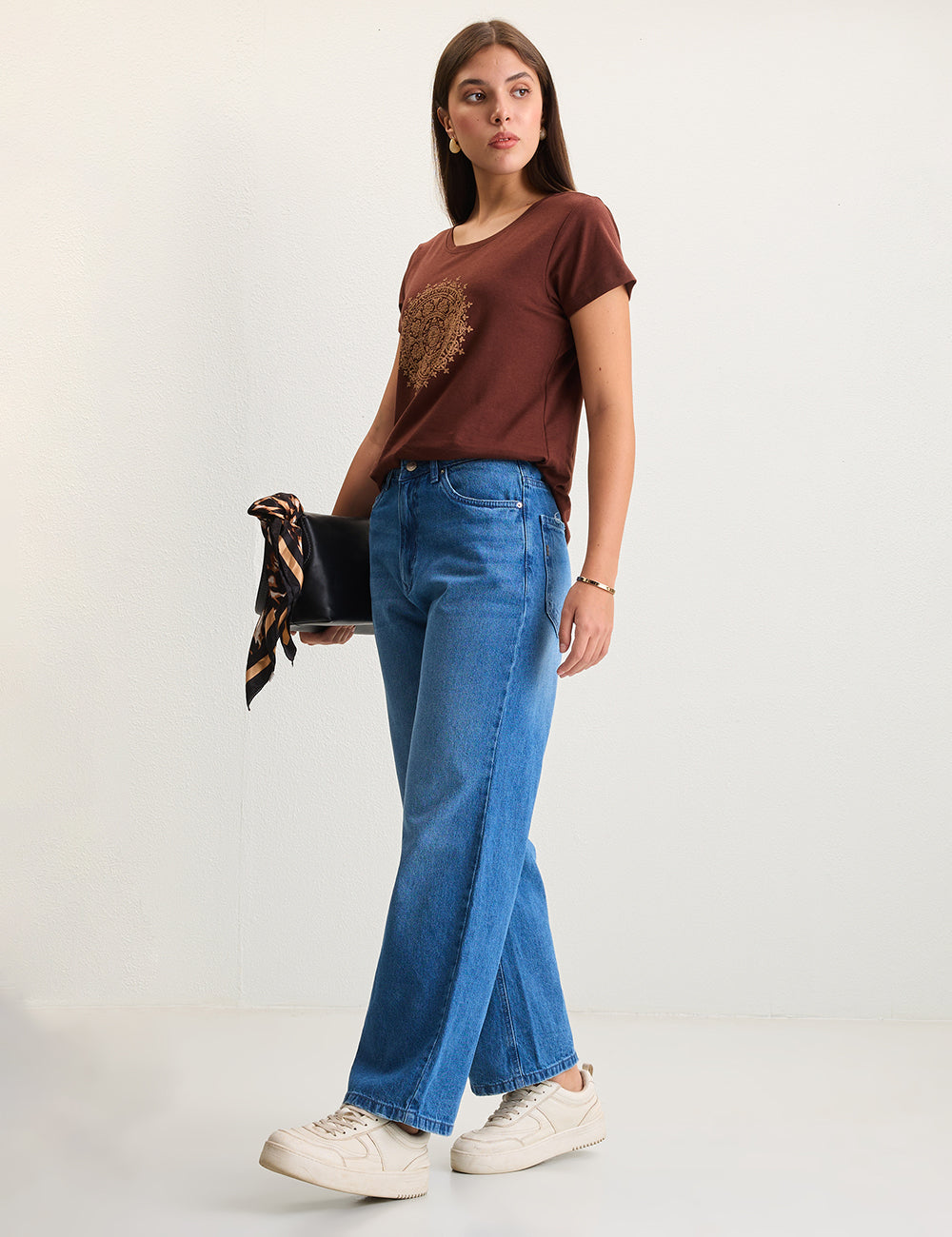 High-Rise Wide-Leg Non-Stretch Blue Denim