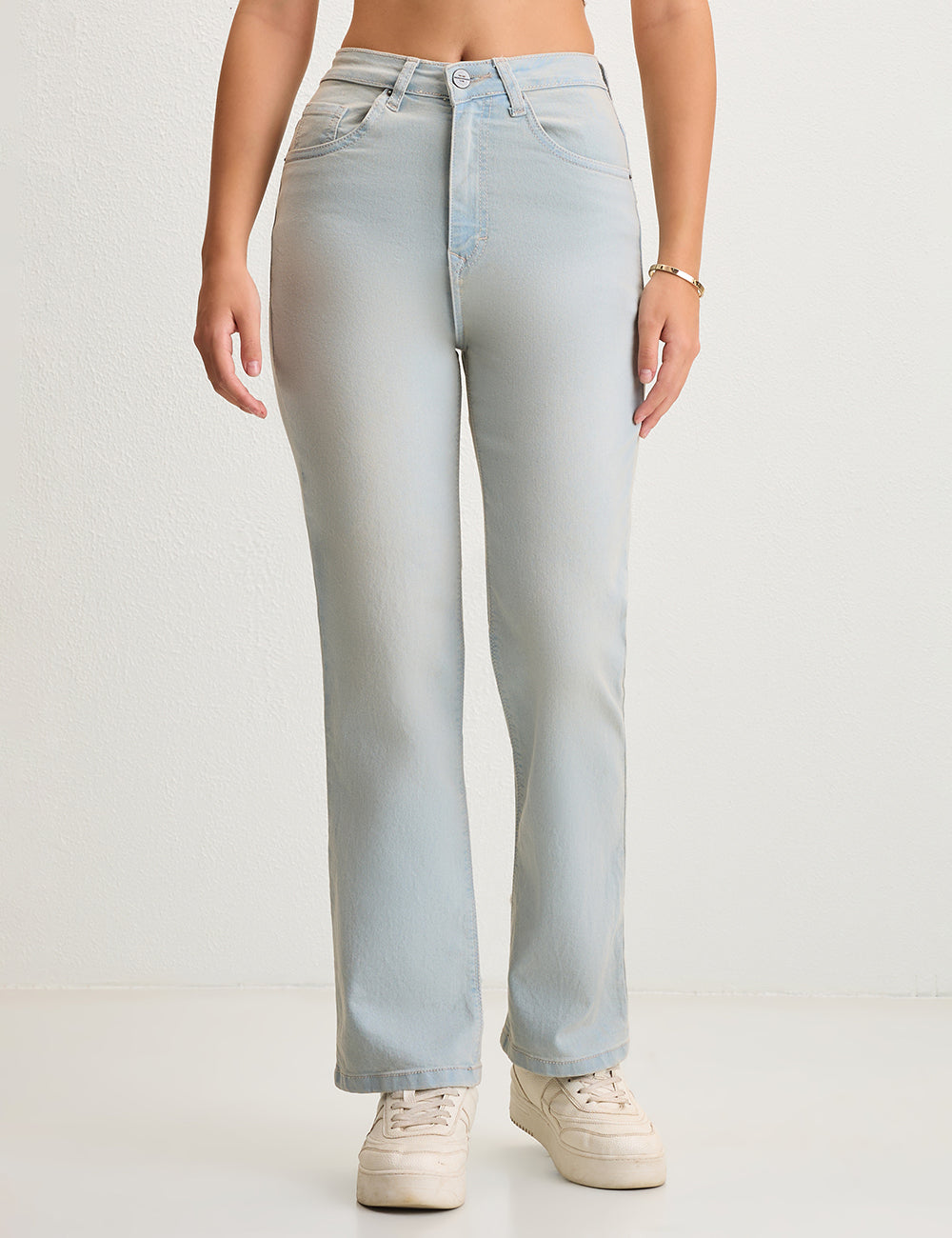Straight-Fit High-Rise Light Blue Denim